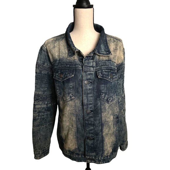 Lr Scoop Jackets & Blazers - Acid Wash Jean Jacket Viscose Button Up Retro Textured LR Scoop Size Large
